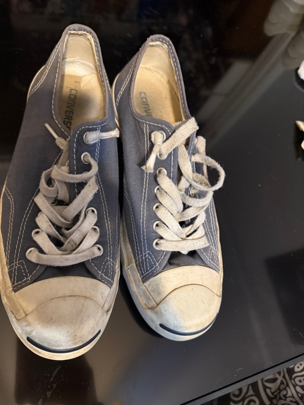 Converse Low Top Canvas Sneakers in Dark Blue with White Accents